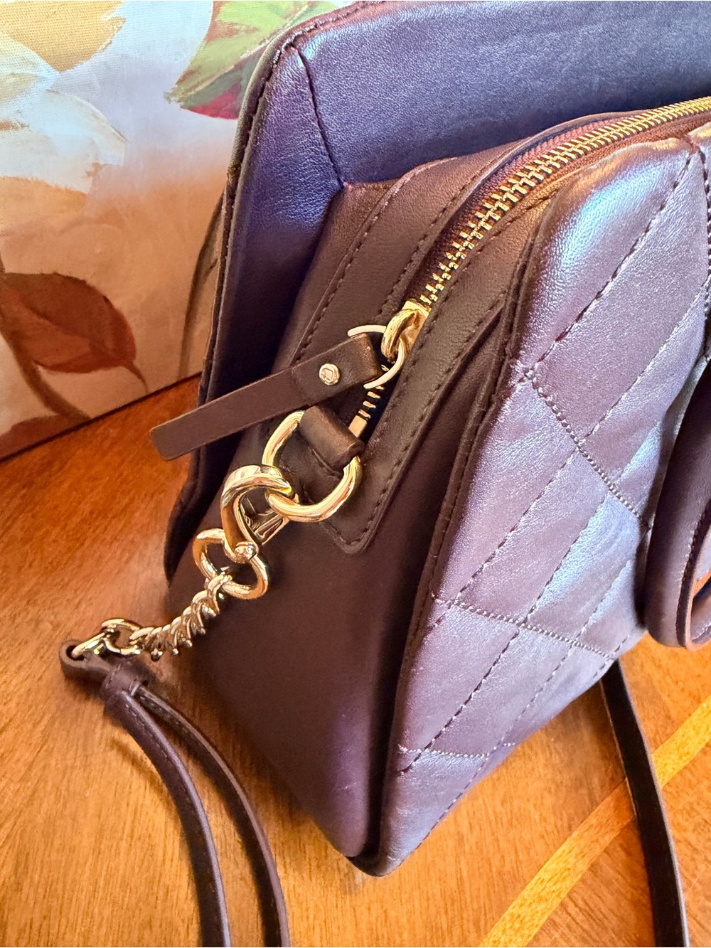 Kate Spade Eggplant Quilted Leather Shoulder Bag w/Gold Hardware (GUC) - Picture 6 of 17